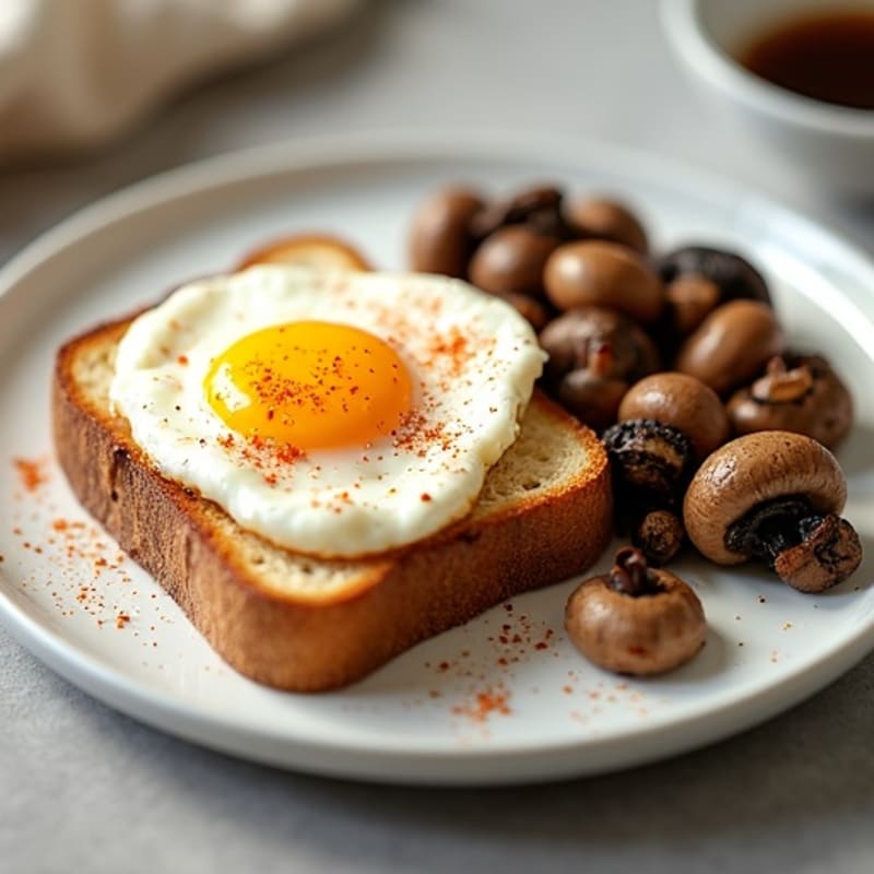 Egg and Cottage Cheese Sourdough Toast with Roasted Paprika Mushrooms