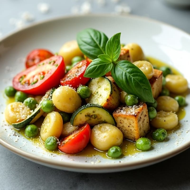 Fresh Basil Pesto Gnocchi with Roasted Vegetables