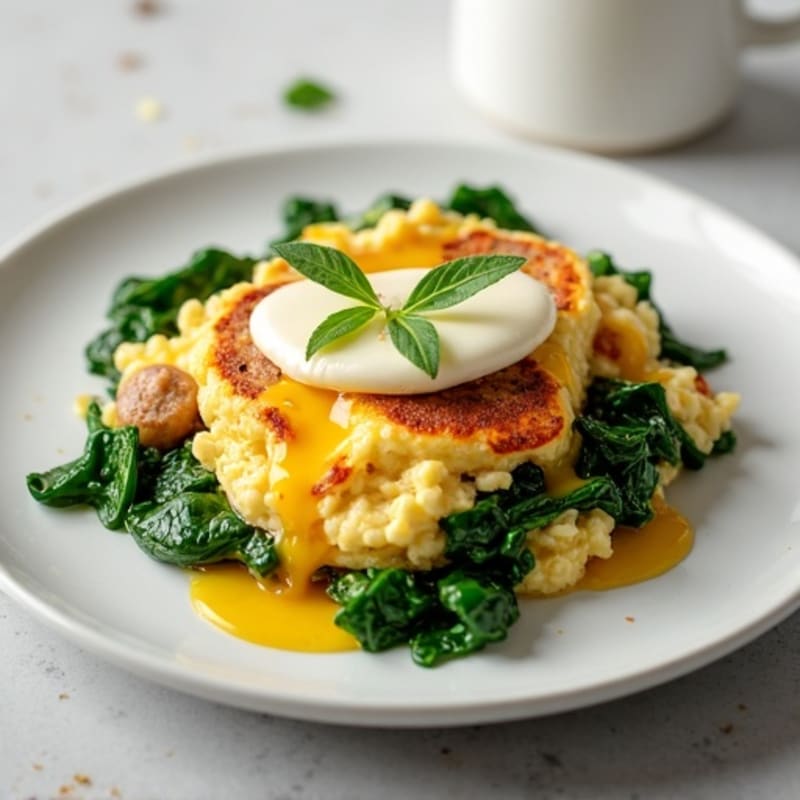 Egg White Scramble with Turkey Sausage and Spinach