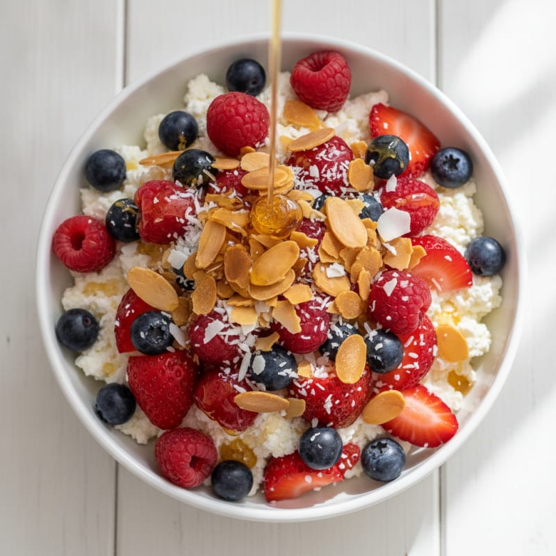 Cottage Cheese Berry Parfait with Toasted Almonds