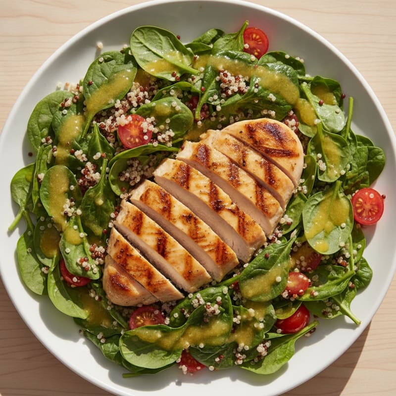 Grilled Chicken Breast with Spinach Quinoa Salad