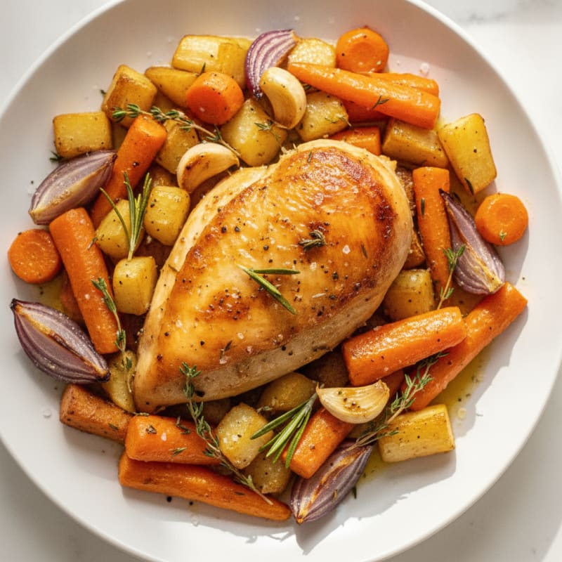 Garlic Herb Roasted Chicken with Root Vegetables
