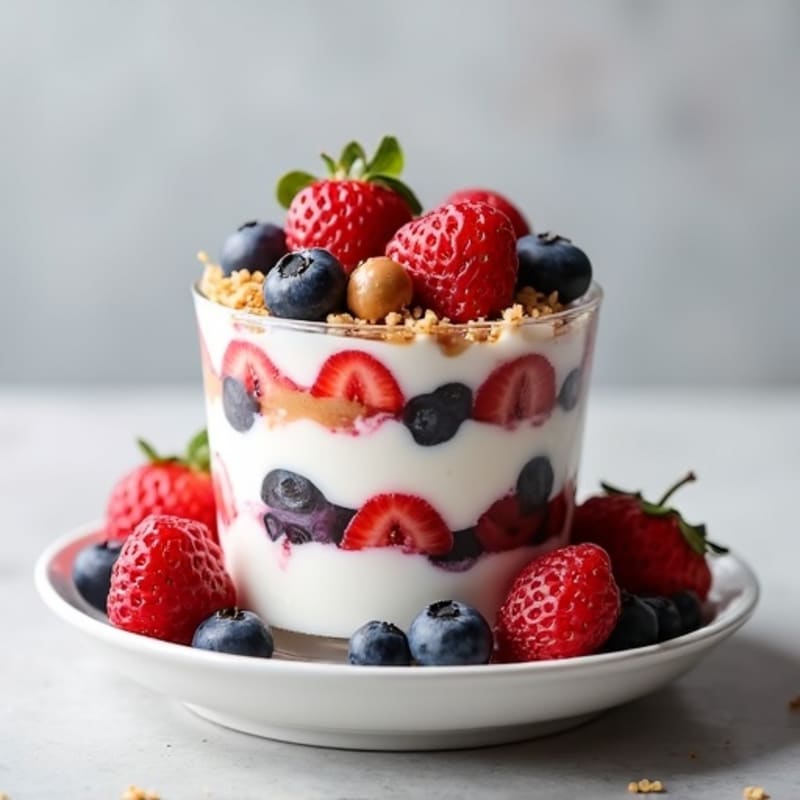 Greek Yogurt Protein Parfait with Mixed Berries and Almond Butter
