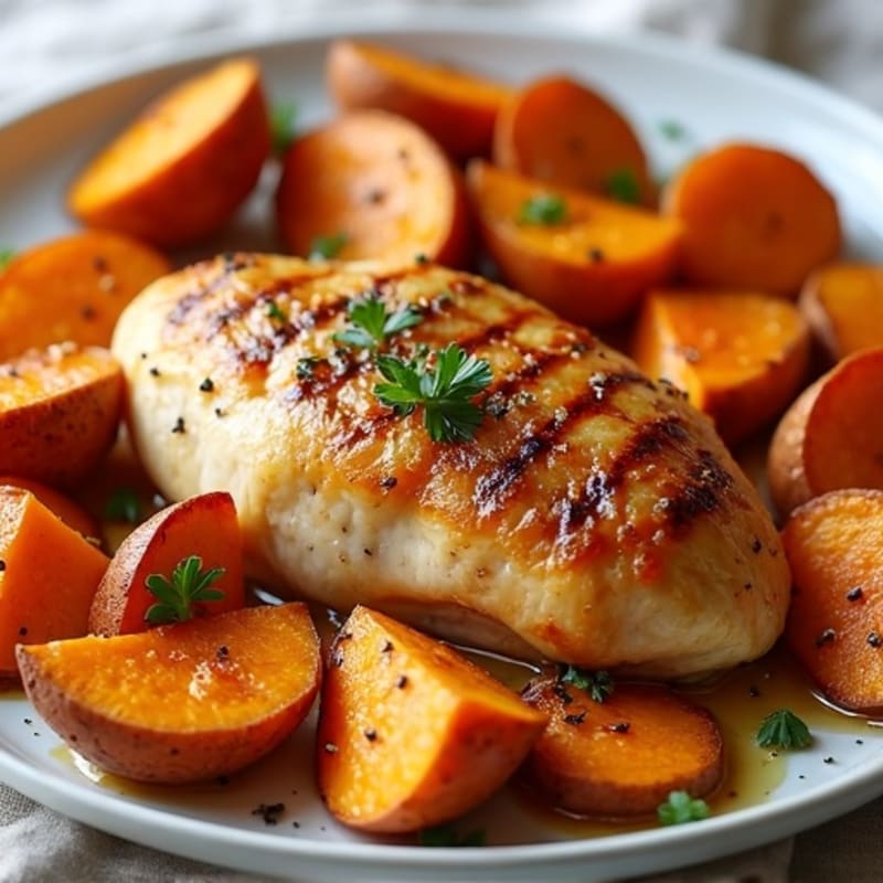 Sheet Pan Honey-Garlic Chicken with Sweet Potatoes