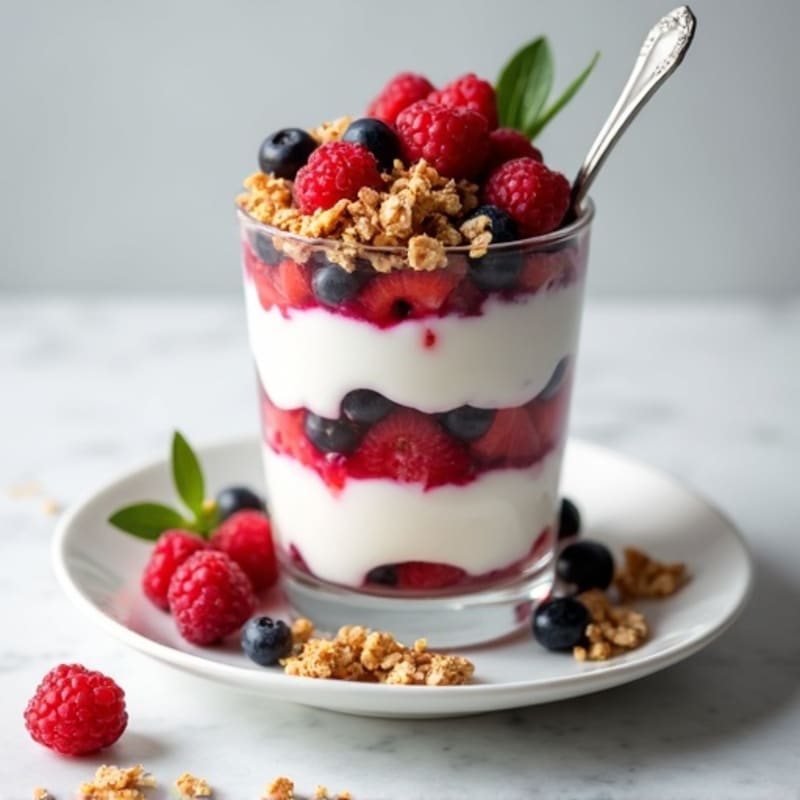 Greek Yogurt Parfait with Mixed Berries and Protein Granola