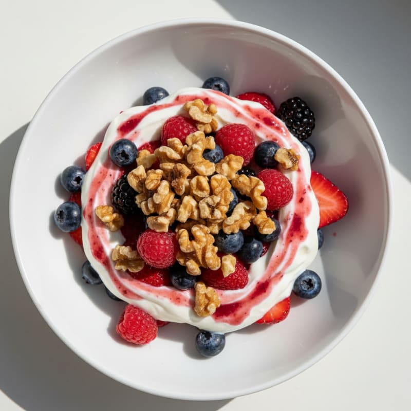 Greek Yogurt Protein Parfait with Mixed Berries