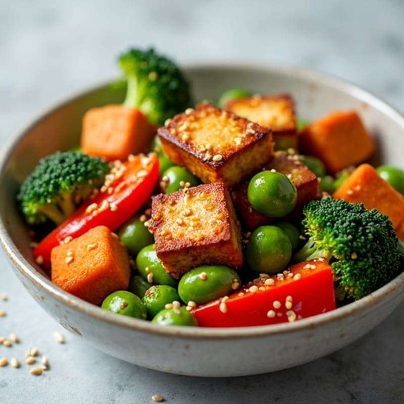 Crispy Sesame-Glazed Tofu Vegetable Stir-Fry