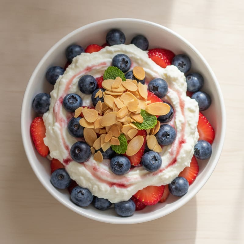 Creamy Greek Yogurt Protein Parfait with Berries and Almonds
