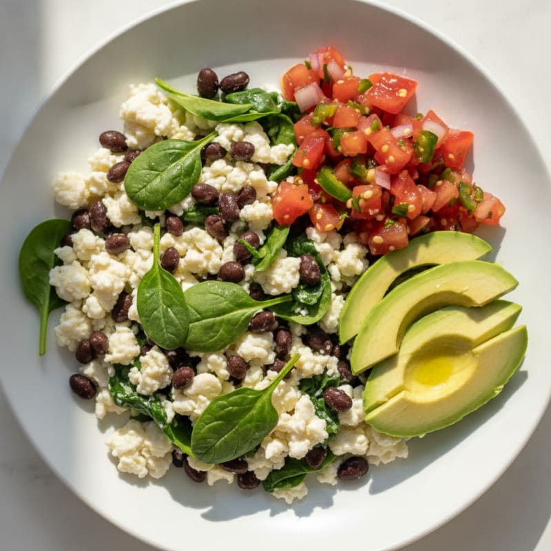 Egg White Scramble with Black Beans and Pico de Gallo
