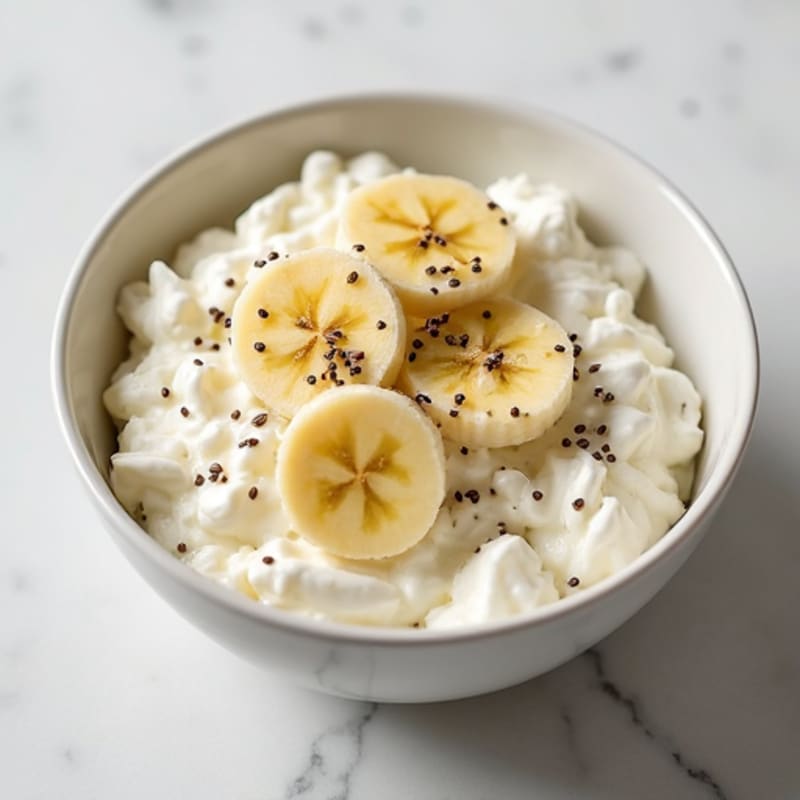 Cottage Cheese Bowl with Sliced Banana and Chia Seeds