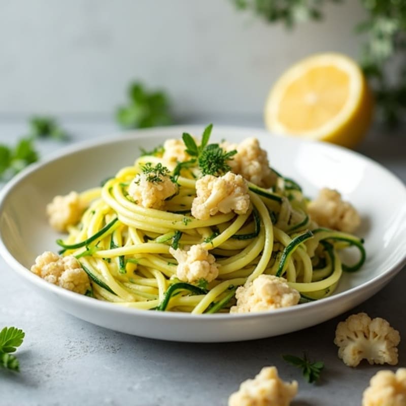 Creamy Cashew Cauliflower Alfredo with Zucchini Noodles