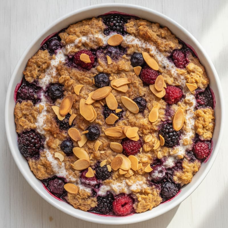 Baked Berry Oatmeal with Toasted Almonds