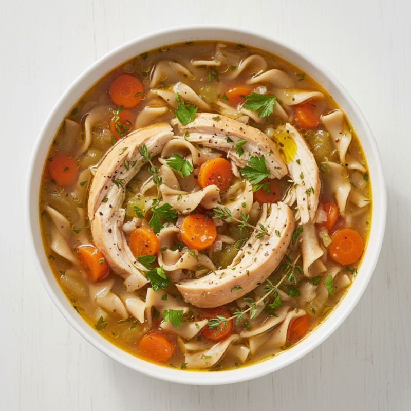 Hearty Chicken Noodle Soup with Herbs