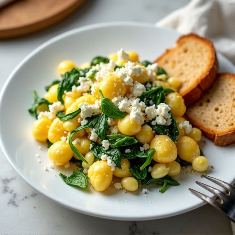 Fluffy Spinach Feta Egg White Scramble