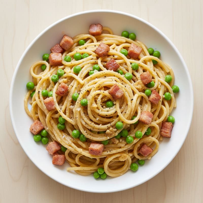 Classic High-Protein Carbonara with Pancetta and Peas