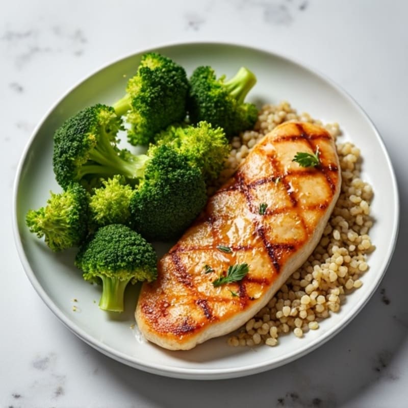 Grilled Chicken Breast with Quinoa and Steamed Broccoli