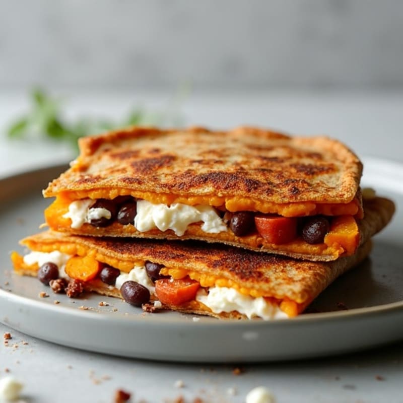 Crispy Black Bean Sweet Potato Quesadillas