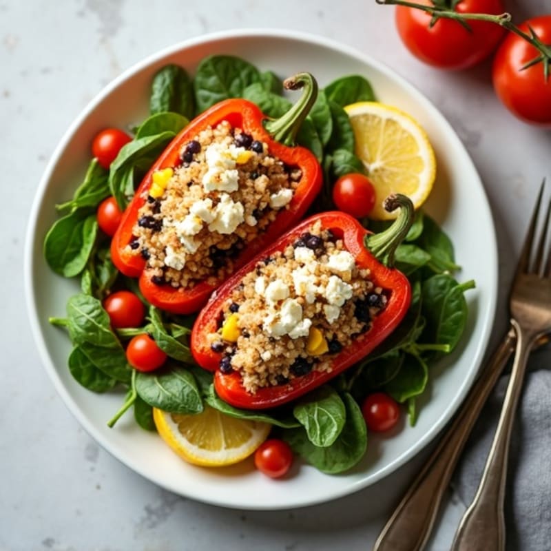 Roasted Zesty Quinoa Stuffed Bell Peppers