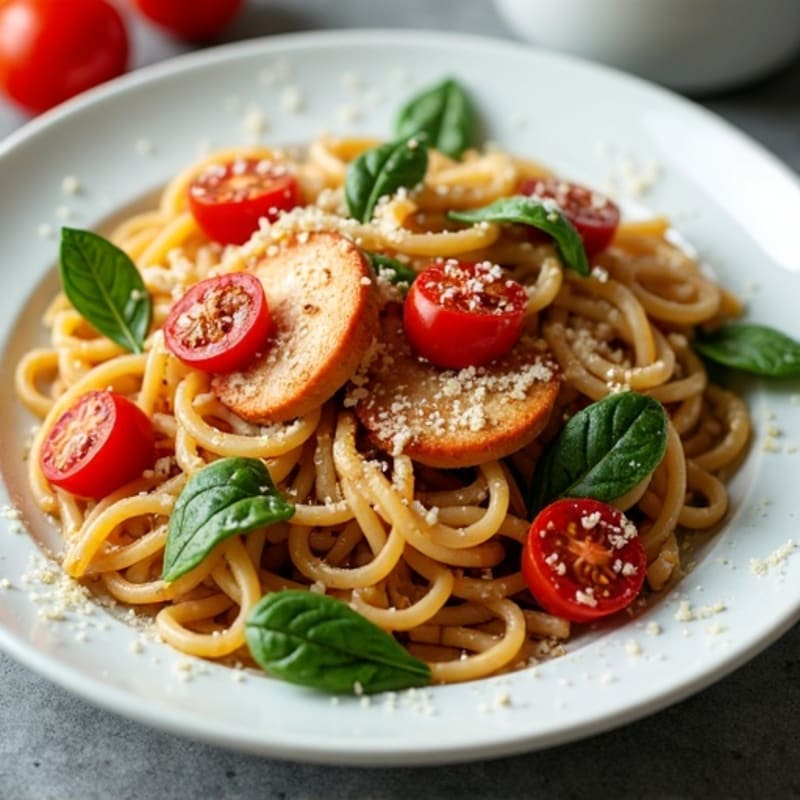 Spicy Chorizo Pasta with Blistered Tomatoes and Greens