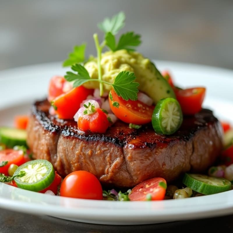 Grilled Filet Mignon with Fresh Pico and Creamy Avocado