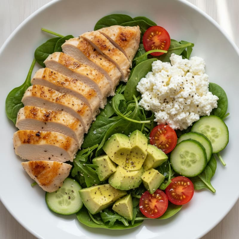 Chicken Avocado Cottage Cheese Bowl