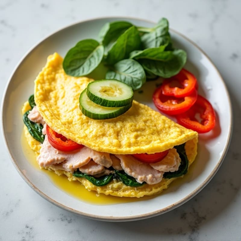 Egg White Omelette with Cottage Cheese and Smoked Turkey
