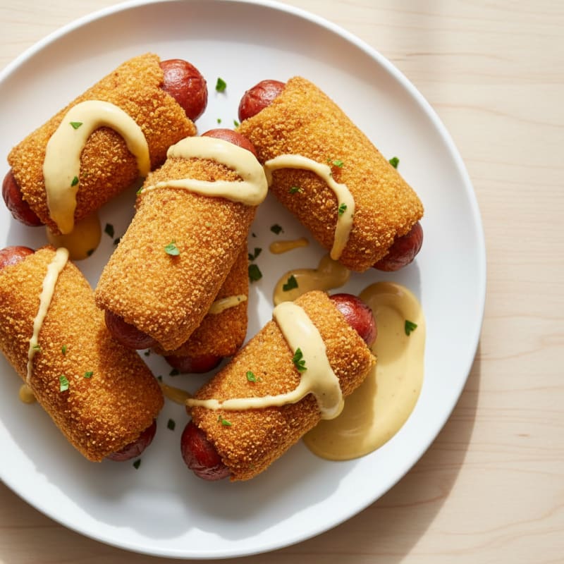 Crispy Golden Corn Dogs with Zesty Dipping Sauce