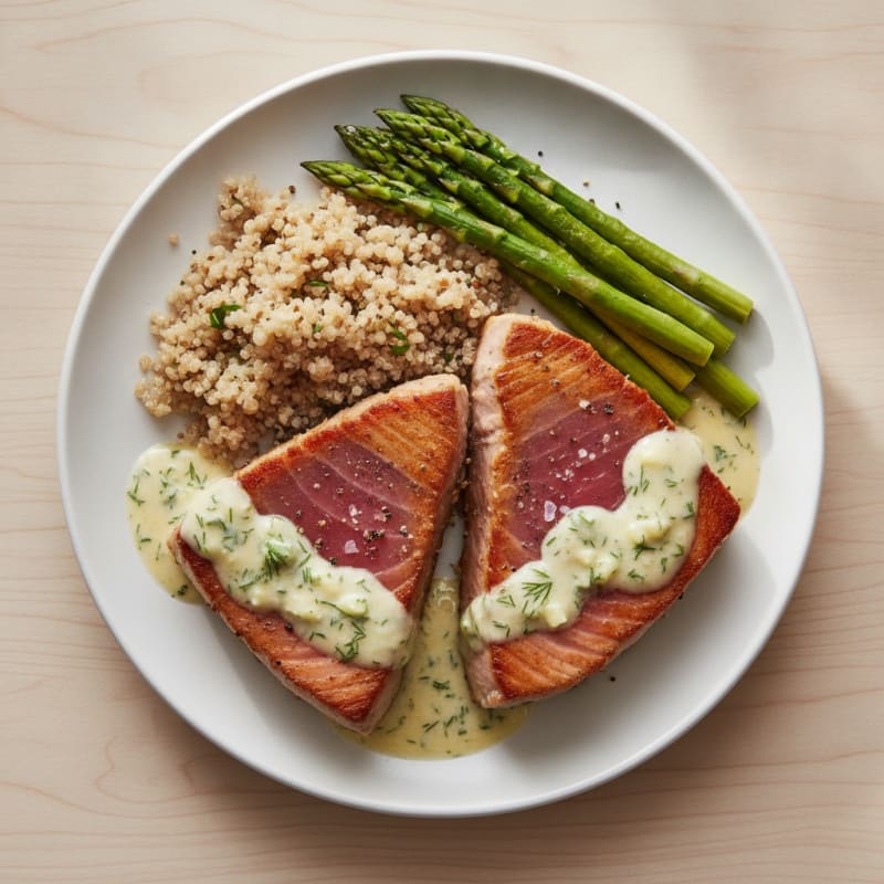 Pan-Seared Tuna with Lemon-Dill Sauce