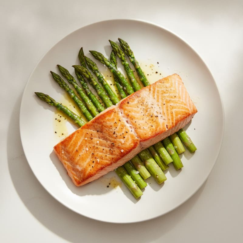 Pan-Seared Salmon with Roasted Asparagus