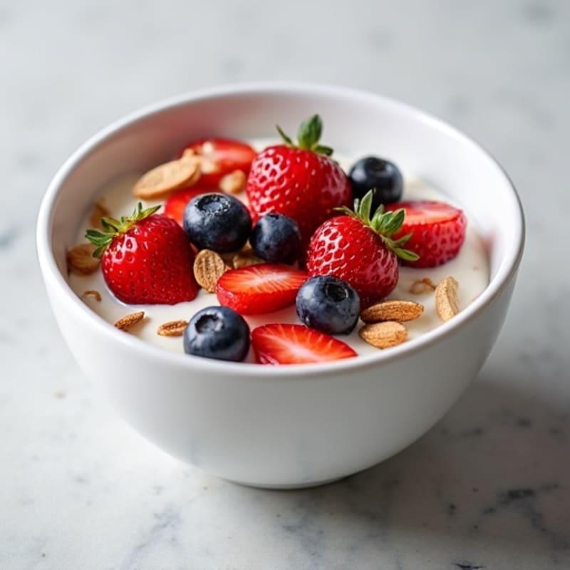 Greek Yogurt Protein Bowl with Mixed Berries and Chopped Almonds