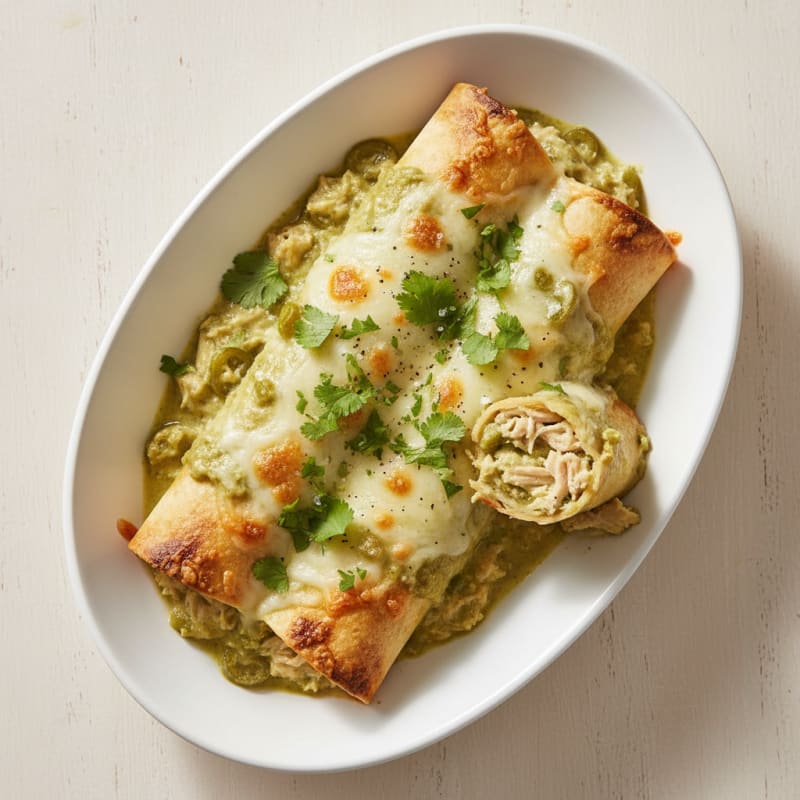 Creamy Chicken and Green Chili Enchiladas