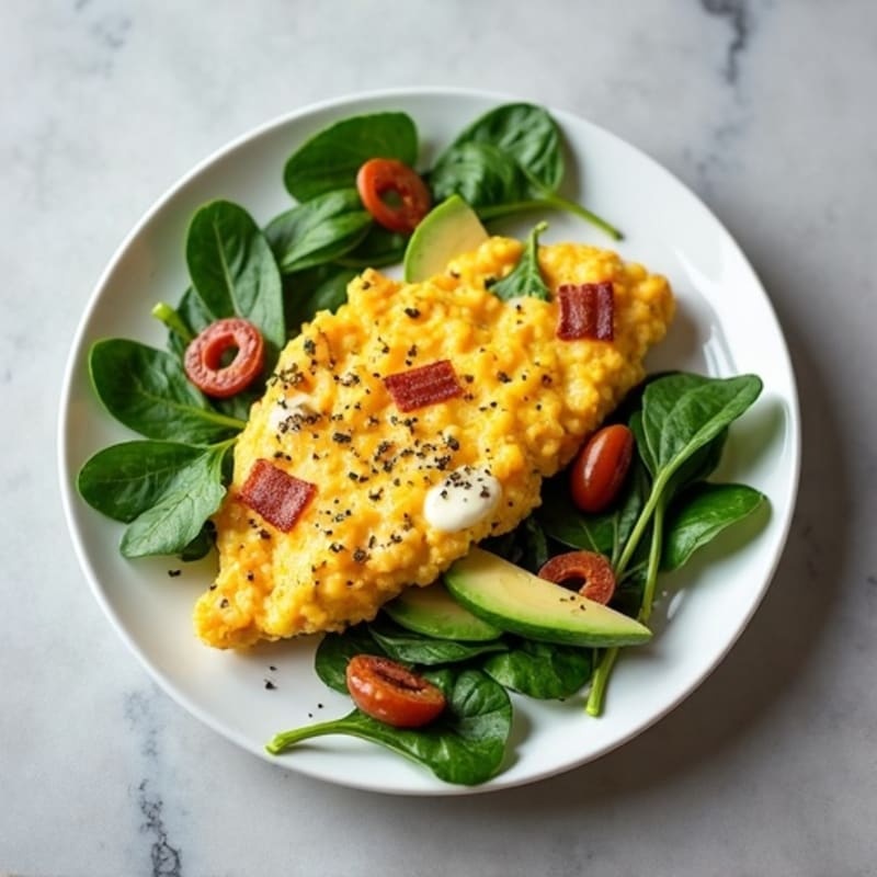 Egg White and Spinach Scramble with Turkey Bacon