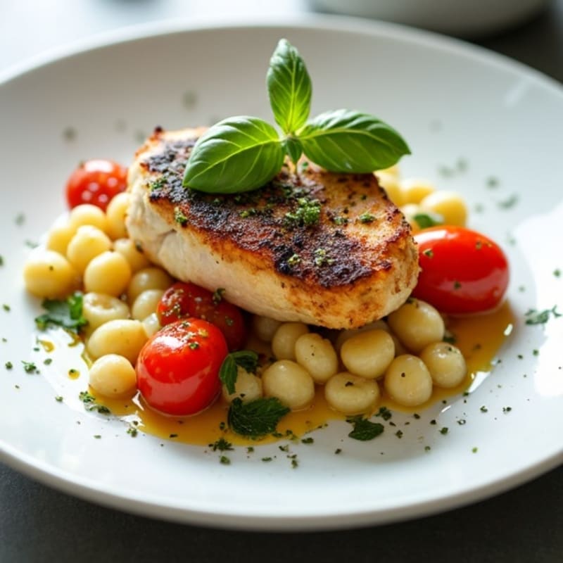 Ricotta Gnocchi with Herb-Roasted Chicken and Blistered Cherry Tomatoes