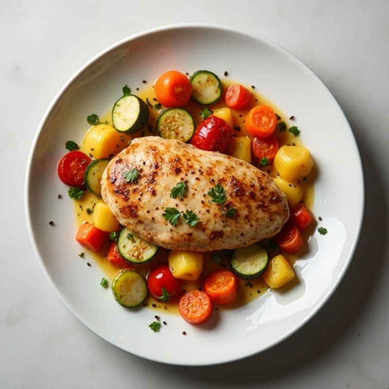 Creamy Spiced Chicken with Roasted Vegetables