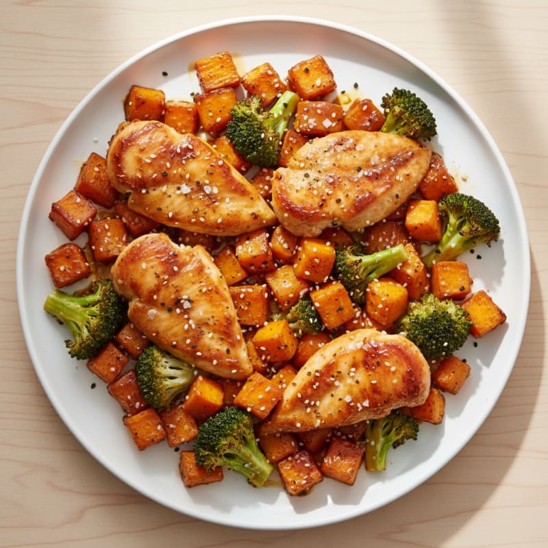 Sheet Pan Honey-Garlic Chicken and Sweet Potatoes