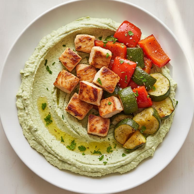 Herb Hummus Platter with Roasted Vegetables