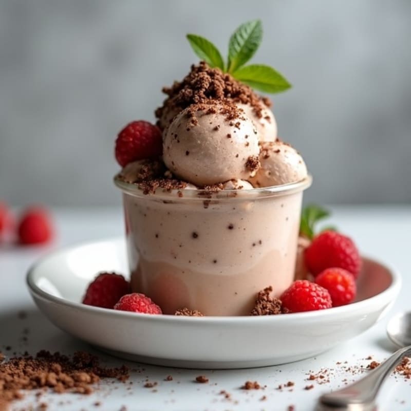 Protein Ice Cream with Chocolate Protein Crumble
