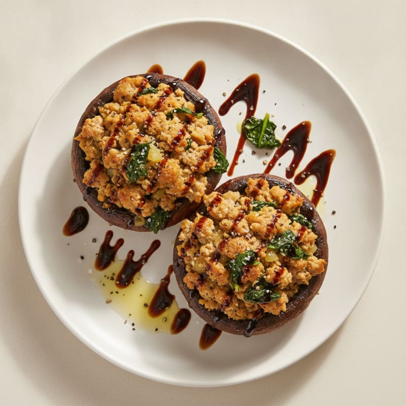 Herb-Stuffed Portobello Mushrooms with Balsamic Glaze
