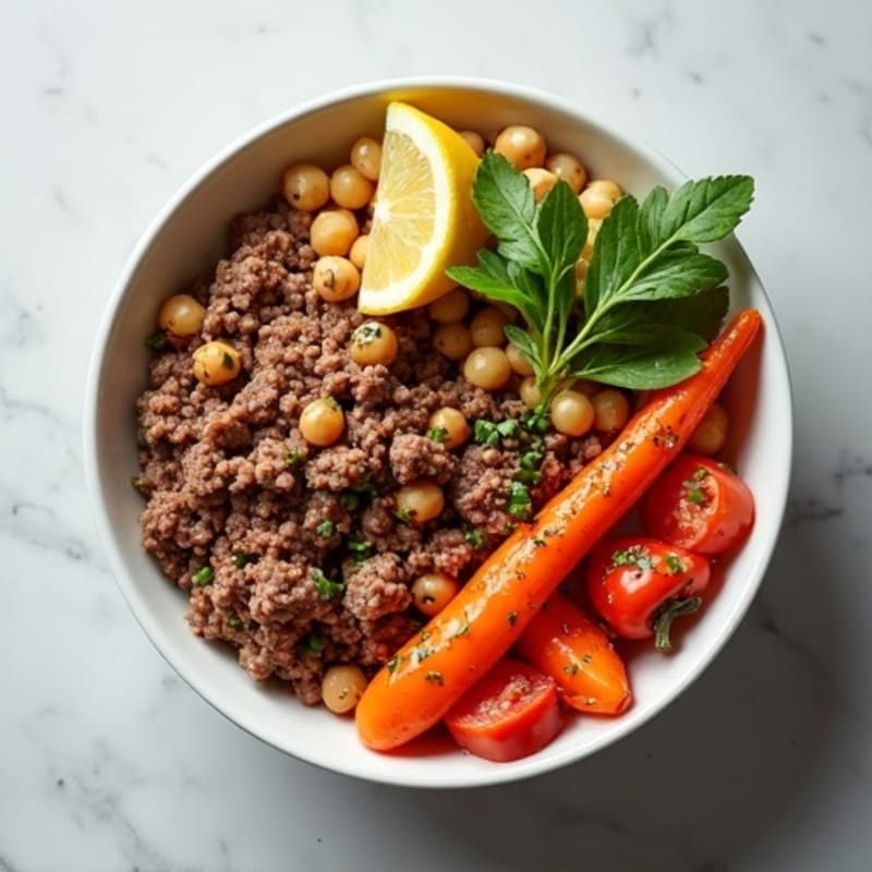 Hearty Lean Ground Beef and Roasted Vegetable Bowl