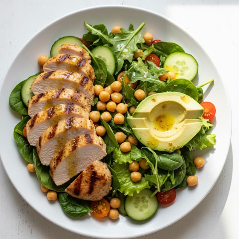Grilled Turkey Breast Salad with Chickpeas and Lemon Vinaigrette