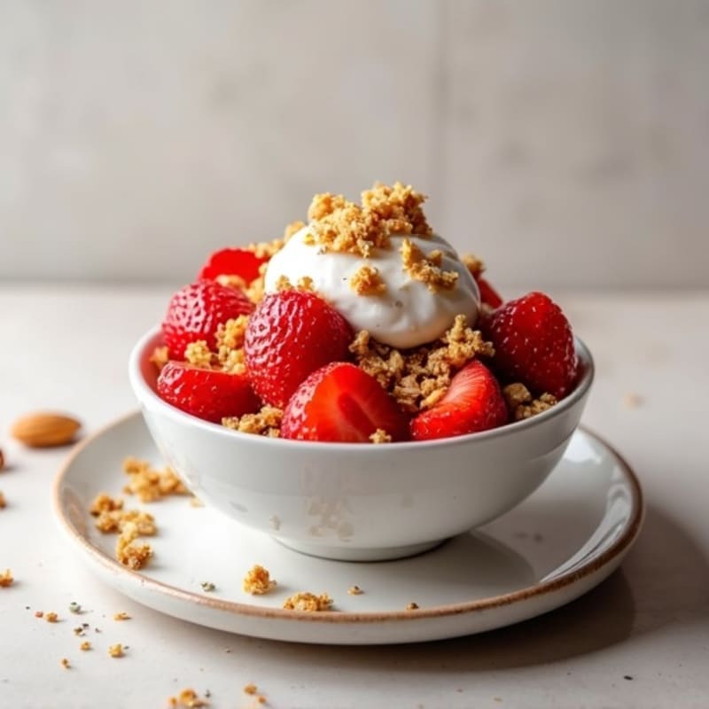 Protein-Packed Greek Yogurt Strawberry Shortcake Bowl