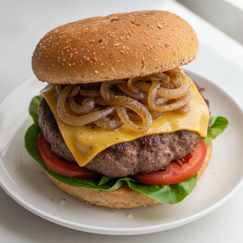 Classic Beef Burger with Caramelized Onions