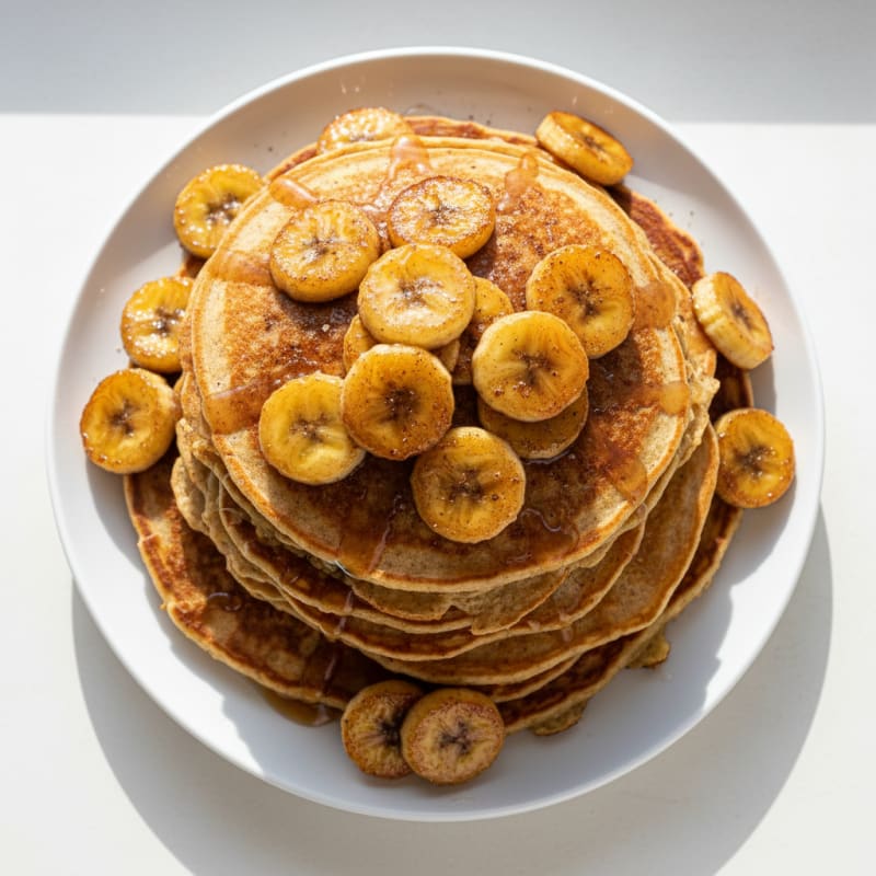 Golden Caramelized Banana Pancakes