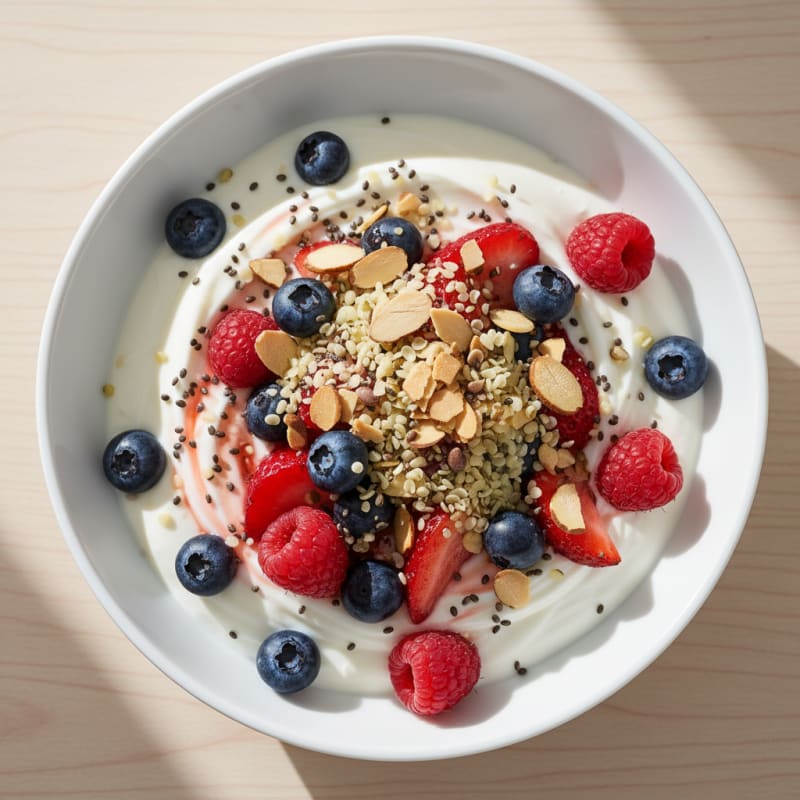 Creamy Greek Yogurt Bowl with Chia Seeds and Mixed Berries
