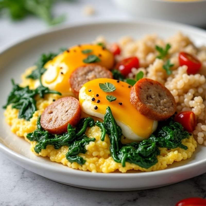 Egg White and Turkey Sausage Scramble with Spinach