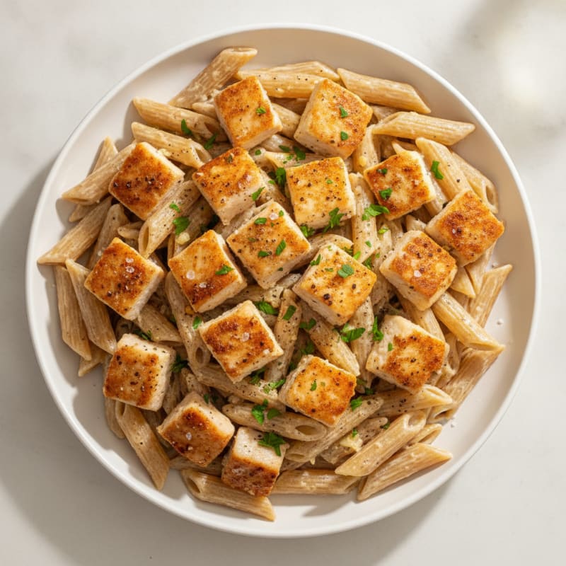 High-Protein Garlic Parmesan Chicken Pasta
