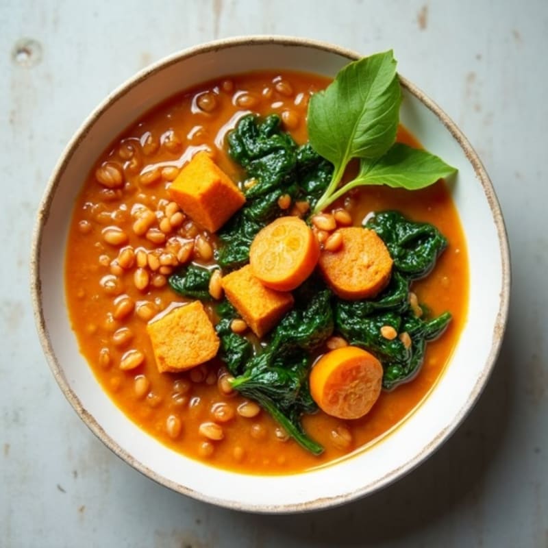 Creamy Coconut Red Lentil Curry with Fresh Spinach