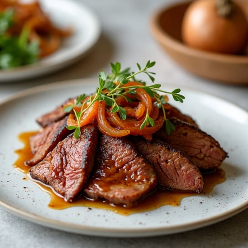 Slow-Roasted Smoky Brisket with Sweet Onion Glaze