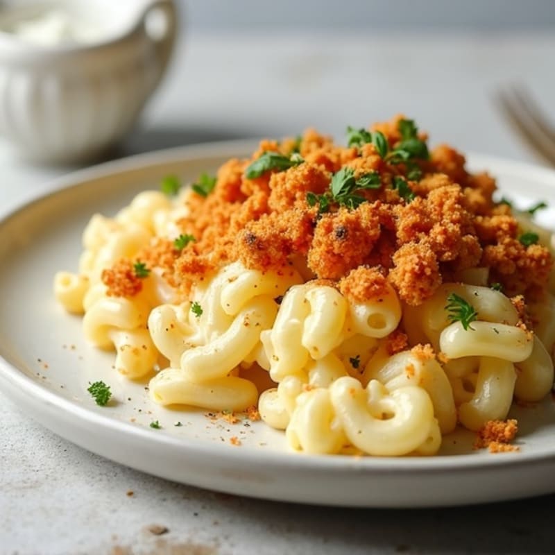 Baked Cauliflower Mac with Crispy Chickpea Crumbs