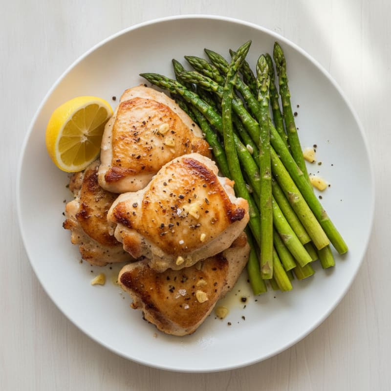 Pan-Seared Chicken Thighs with Roasted Asparagus
